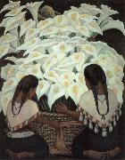 Diego Rivera Sale Flowers oil painting artist